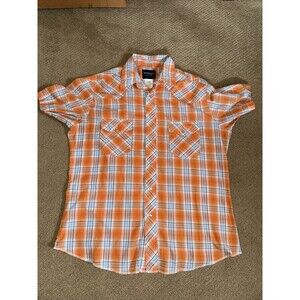 Wrangler Western Fashion Pearl Snap Shirt Short Sleeve Blue Check